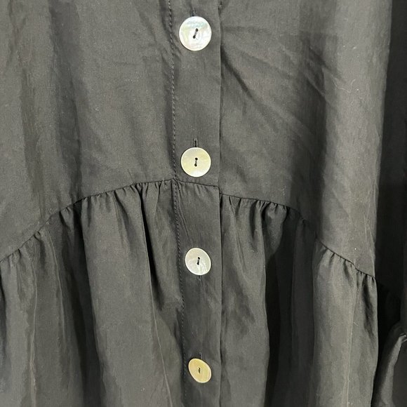 Zara Womens Blouse Medium Relaxed Fit Peplum Tunic Button Up 3/4 Sleeve Babydoll - Picture 5 of 6